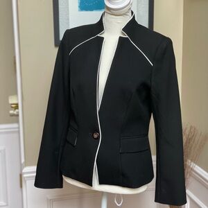 White House Black Market Black Blazer with White Piping
